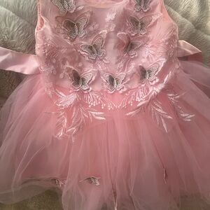 Pink Butterfly Embellished Dress